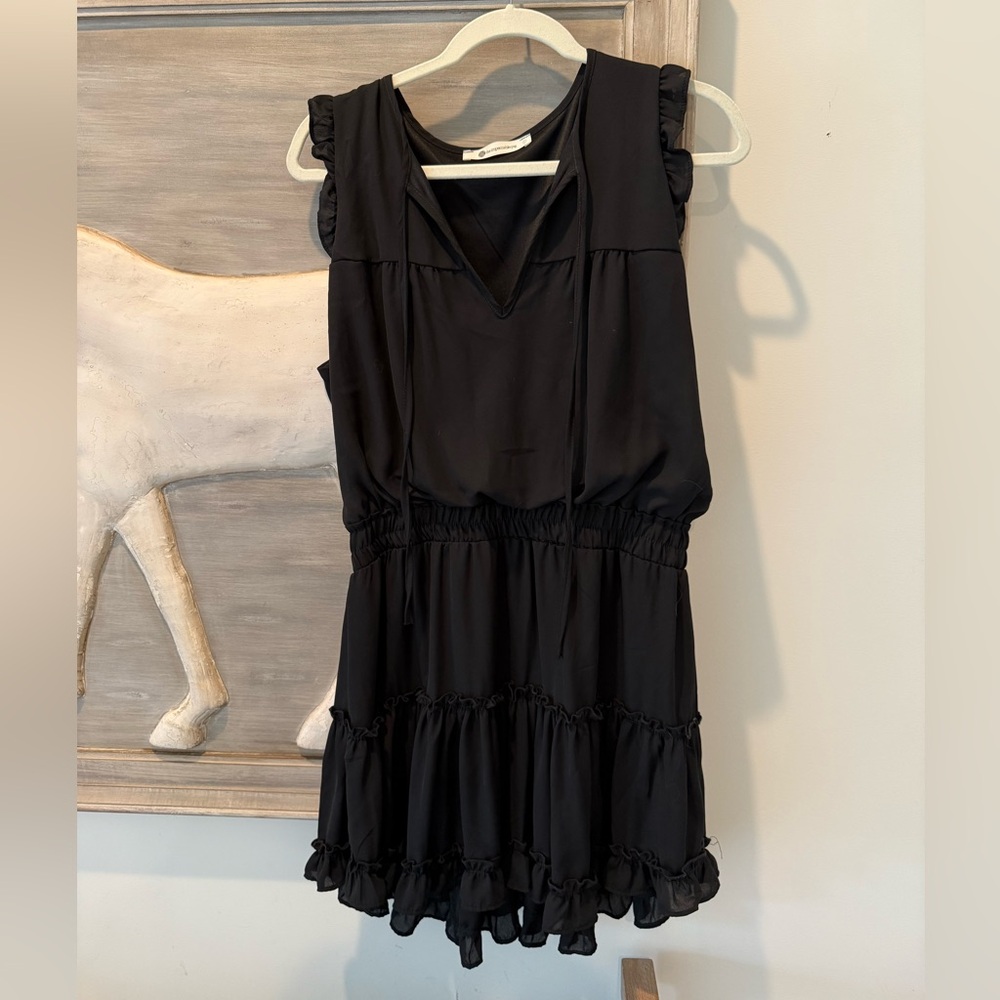 Black Ruffle Sleeveless Mini Dress